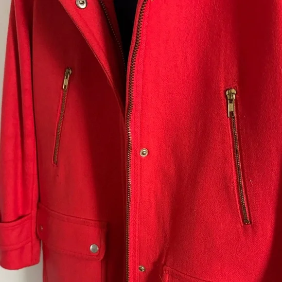 J.Crew Bright Coral Hooded Wool Coat - Picture 5 of 6